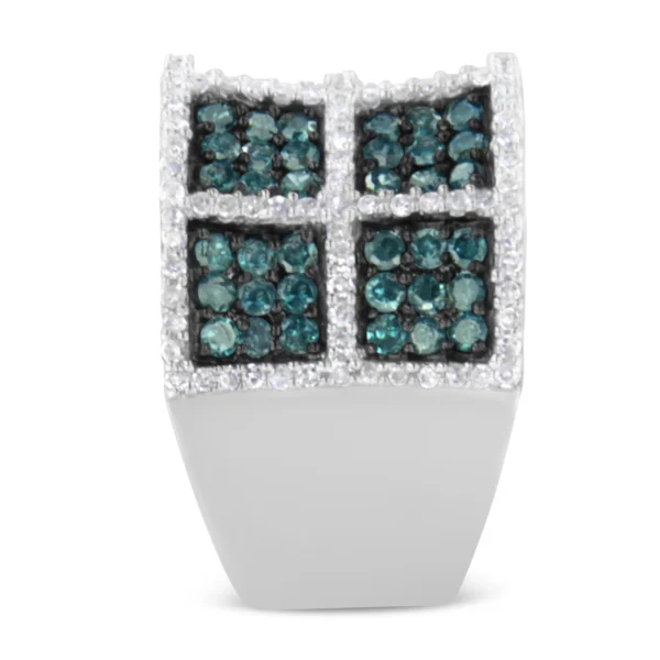 14K White Gold White and Treated Blue Diamond Cocktail Ring (1 1/2 Cttw, H-I Color, I1-I2 Clarity) - Image 5