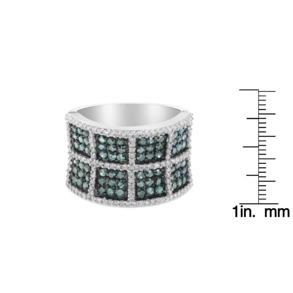 14K White Gold White and Treated Blue Diamond Cocktail Ring (1 1/2 Cttw, H-I Color, I1-I2 Clarity) - Image 7