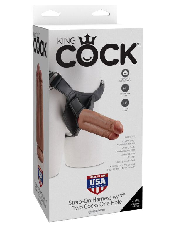 "King Cock Strap-on Harness W/7"" Two Cocks One Hole" - Image 5