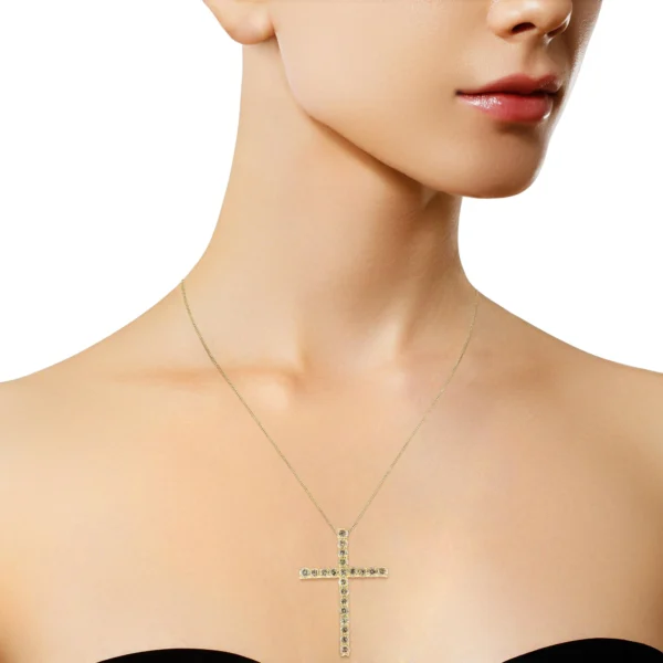 .925 Sterling Silver 1.0 Cttw Champagne Diamond Gold Cross Pendant Necklace for Women (Champagne Color, I1-I2 Clarity)- 18 inch - Image 12