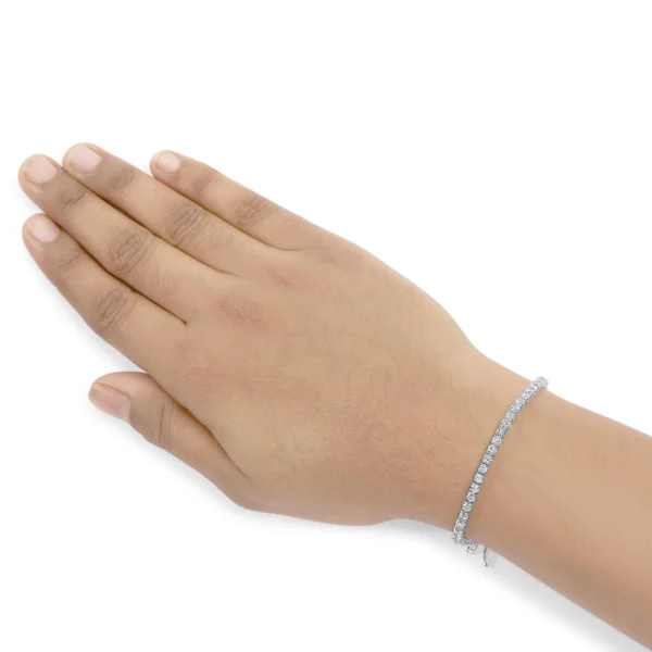 14K White Gold Classic Lab-Grown Diamond Tennis Bracelet (F-G Color, VS2-SI1 Clarity) - 7" Inches - Image 7
