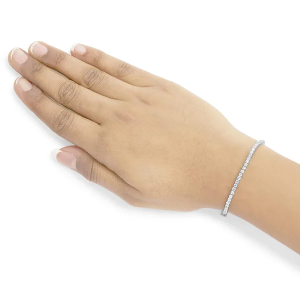 14K White Gold Classic Lab-Grown Diamond Tennis Bracelet (F-G Color, VS2-SI1 Clarity) - 7" Inches - Image 8