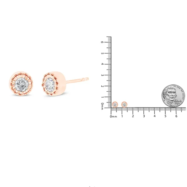 .925 Sterling Silver 3/8 Cttw Solitaire Diamond Miracle Set Stud Earrings (J-K Color, I3 Clarity) - Image 13