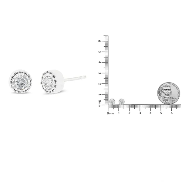 .925 Sterling Silver 3/8 Cttw Solitaire Diamond Miracle Set Stud Earrings (J-K Color, I3 Clarity) - Image 14