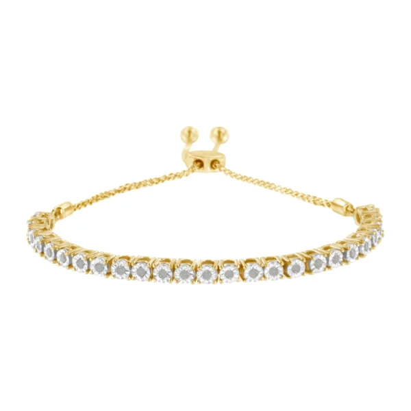 .925 Sterling Silver 1/4 Cttw Miracle-Set Diamond 4”-10” Adjustable Bolo Tennis Bracelet (I-J Color, I3 Clarity) - Image 3