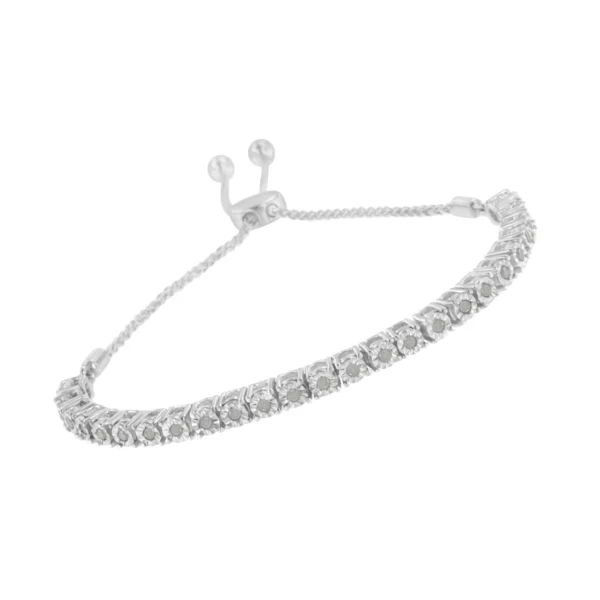 .925 Sterling Silver 1/4 Cttw Miracle-Set Diamond 4”-10” Adjustable Bolo Tennis Bracelet (I-J Color, I3 Clarity) - Image 8