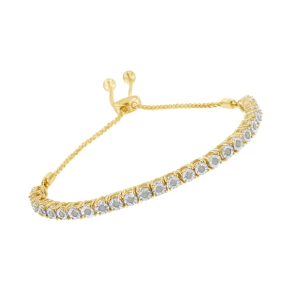 .925 Sterling Silver 1/4 Cttw Miracle-Set Diamond 4”-10” Adjustable Bolo Tennis Bracelet (I-J Color, I3 Clarity) - Image 9
