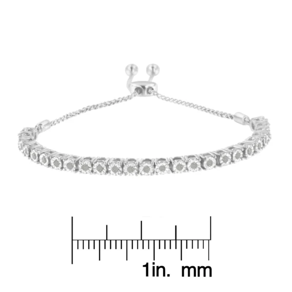 .925 Sterling Silver 1/4 Cttw Miracle-Set Diamond 4”-10” Adjustable Bolo Tennis Bracelet (I-J Color, I3 Clarity) - Image 14