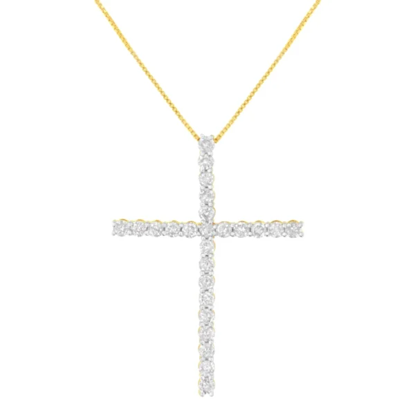 .925 Sterling Silver 3.0 Cttw Round Shape Diamond 1-1/2" Cross Pendant with Box Chain Necklace (J-K Color, I2-I3 Clarity) - 18" - Image 2