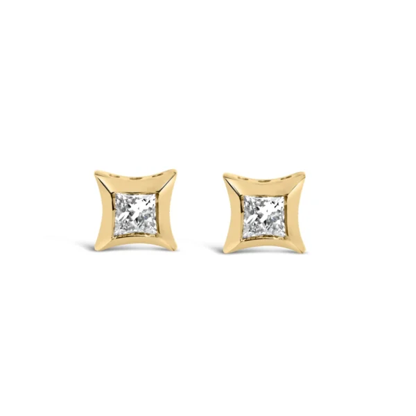 10K White Gold 1/5 Cttw Invisible Set Princess-Cut Diamond Stud Earrings (H-I Color, SI2-I1 Clarity) - Image 2