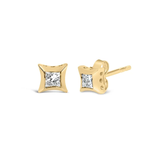 10K White Gold 1/5 Cttw Invisible Set Princess-Cut Diamond Stud Earrings (H-I Color, SI2-I1 Clarity) - Image 4