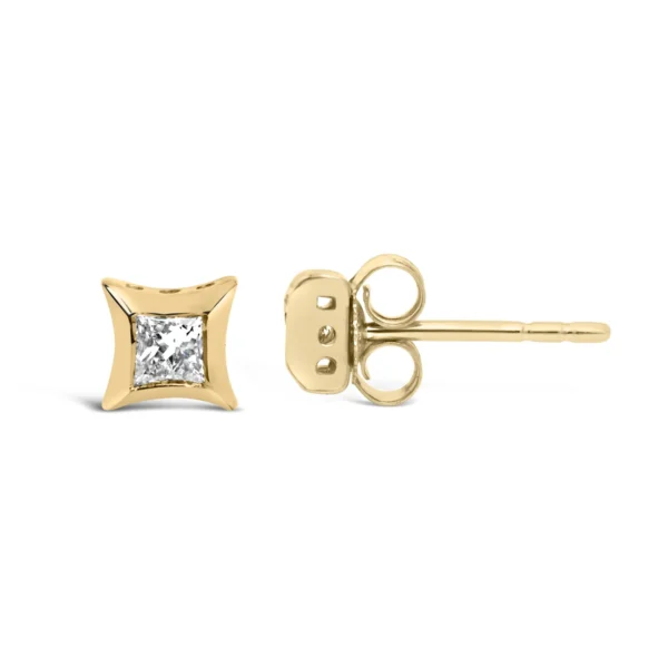 10K White Gold 1/5 Cttw Invisible Set Princess-Cut Diamond Stud Earrings (H-I Color, SI2-I1 Clarity) - Image 6