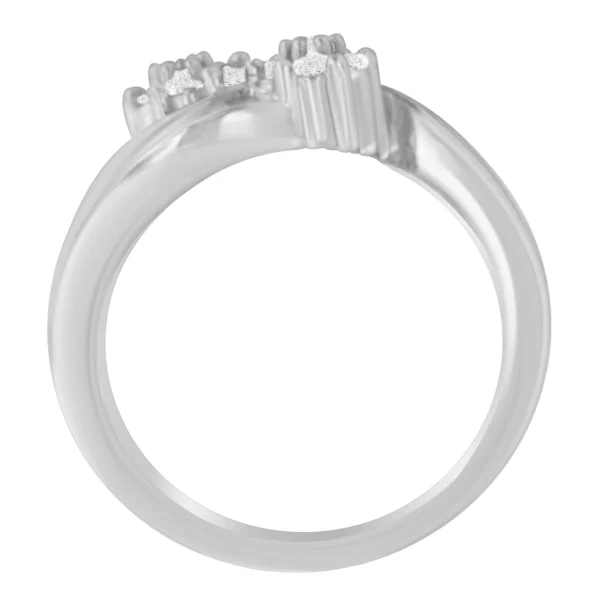 14K White Gold Round and Baguette Diamond Bypass Ring (1/2 cttw, H-I Color, I1-I2 Clarity) - Image 5