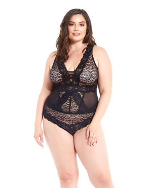 Leopard Mesh & Lace Bustier Set