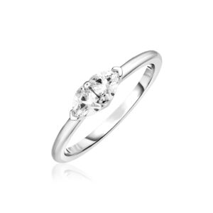 Sterling Silver Ring with Light Blue Cubic Zirconia