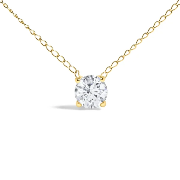 14K Gold Floating 1/2 Cttw Lab Grown Diamond Solitaire Pendant Necklace - 18" Inches - Image 4