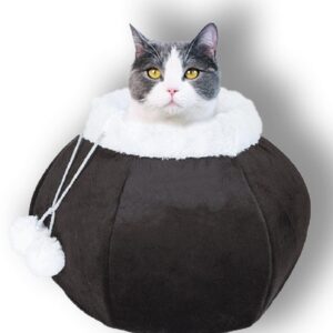 Cat Beds for Indoor Cats   Cat Cave Bed Plush Round Soft Pet Tent with Removable Washable Cushioned Pillow Comfort for Pets Cats and Kittens (Brown)