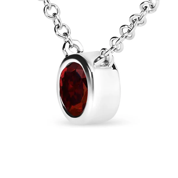14K White Gold 1/2 Cttw Red Lab Grown Diamond Bezel-Set Solitaire 18" Pendant Necklace (Red Color, VS1-VS2 Clarity) - Image 4
