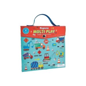 Construction Themed 20 Pc Magnetic Playset  Magnetic Puzzle Doodle Board Magnetic Pieces & Coloring Play Scene incl.   Educational S.T.E.M Shape Sorting Game   Learning to Follow Visual Cues Ages 3