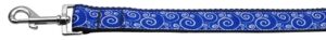 Blue And White Swirly Nylon Ribbon Dog Collars 1 Wide 4ft Leash
