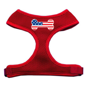 Bone Flag Usa Screen Print Soft Mesh Pet Harness Red Small