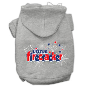 Little Firecracker Screen Print Pet Hoodies Grey L (14)