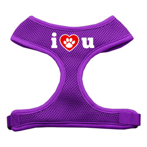 I Love U Soft Mesh Pet Harness Purple Medium