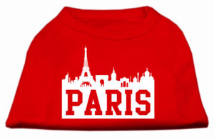 Paris Skyline Screen Print Shirt Red Xl