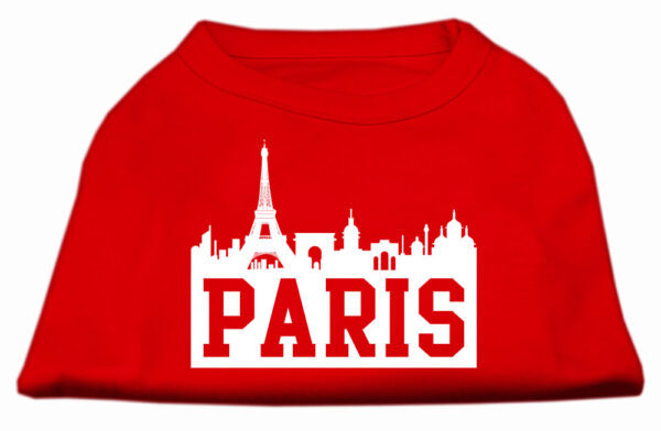Paris Skyline Screen Print Shirt Red Xl