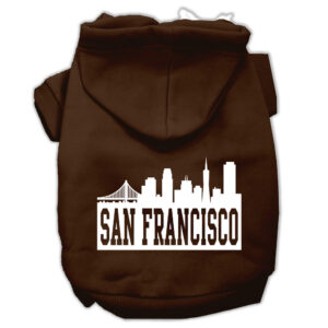 San Francisco Skyline Screen Print Pet Hoodies Brown Size Xl (16)