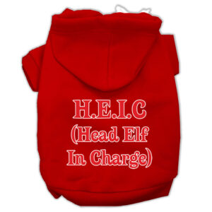 Head Elf In Charge Screen Print Pet Hoodies Red Size Med (12)
