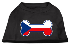 Bone Shaped Czech Republic Flag Screen Print Shirts Black Xl