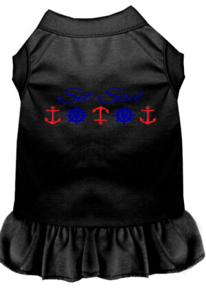 Set Sail Embroidered Dog Dress Black Lg