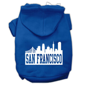 San Francisco Skyline Screen Print Pet Hoodies Blue Size Xl (16)