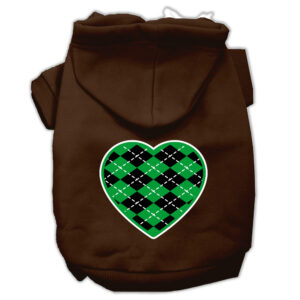 Argyle Heart Green Screen Print Pet Hoodies Brown Size Xxl (18)