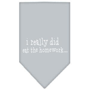 I Really Did Eat The Homework Screen Print Bandana Grey Large