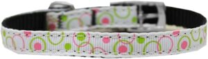 Retro Nylon Dog Collar With Classic Buckle 3/8" White Size 14