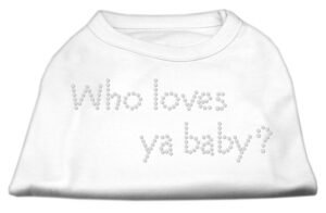 Who Loves Ya Baby? Rhinestone Shirts White Xxl