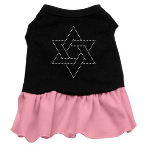 Star Of David Rhinestone Dress Black With Pink Xl