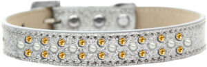 Sprinkles Ice Cream Dog Collar Pearl And Yellow Crystals Size 20 Silver