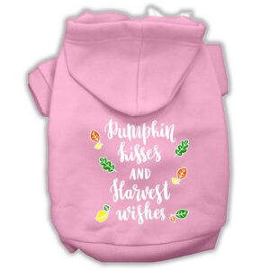 Pumpkin Kisses Screenprint Dog Hoodie Light Pink L (14)