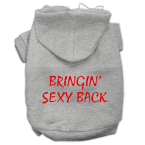 Bringin' Sexy Back Screen Print Pet Hoodies Grey Size Xl (16)
