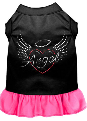 Angel Heart Rhinestone Dress Black With Bright Pink Lg