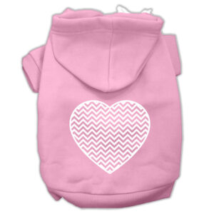 Chevron Heart Screen Print Dog Pet Hoodies Light Pink Size Xl (16)