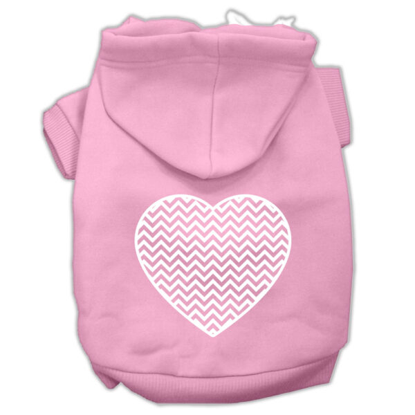 Chevron Heart Screen Print Dog Pet Hoodies Light Pink Size Xl (16)