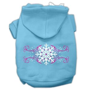 Pink Snowflake Swirls Screenprint Pet Hoodies Baby Blue Size Xxxl (20)