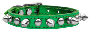 Metallic Chaser Leather Dog Collar Emerald Green Mtl 20