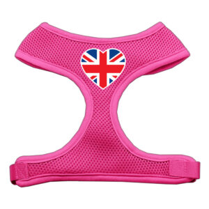 Heart Flag Uk Screen Print Soft Mesh Pet Harness Pink Extra Large