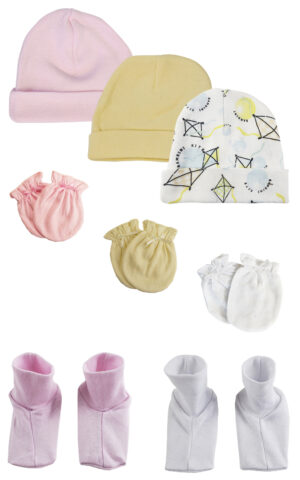 Baby Girls Caps, Booties And Mittens (pack Of 8) Nc_0358