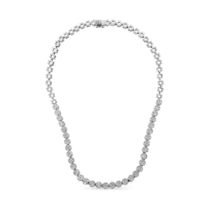 IGI Certified 14K Gold 8.0 Cttw Pave Set Round-Cut Diamond Cluster Graduating Riviera Statement Necklace (H-I Color, I1 Clarity)